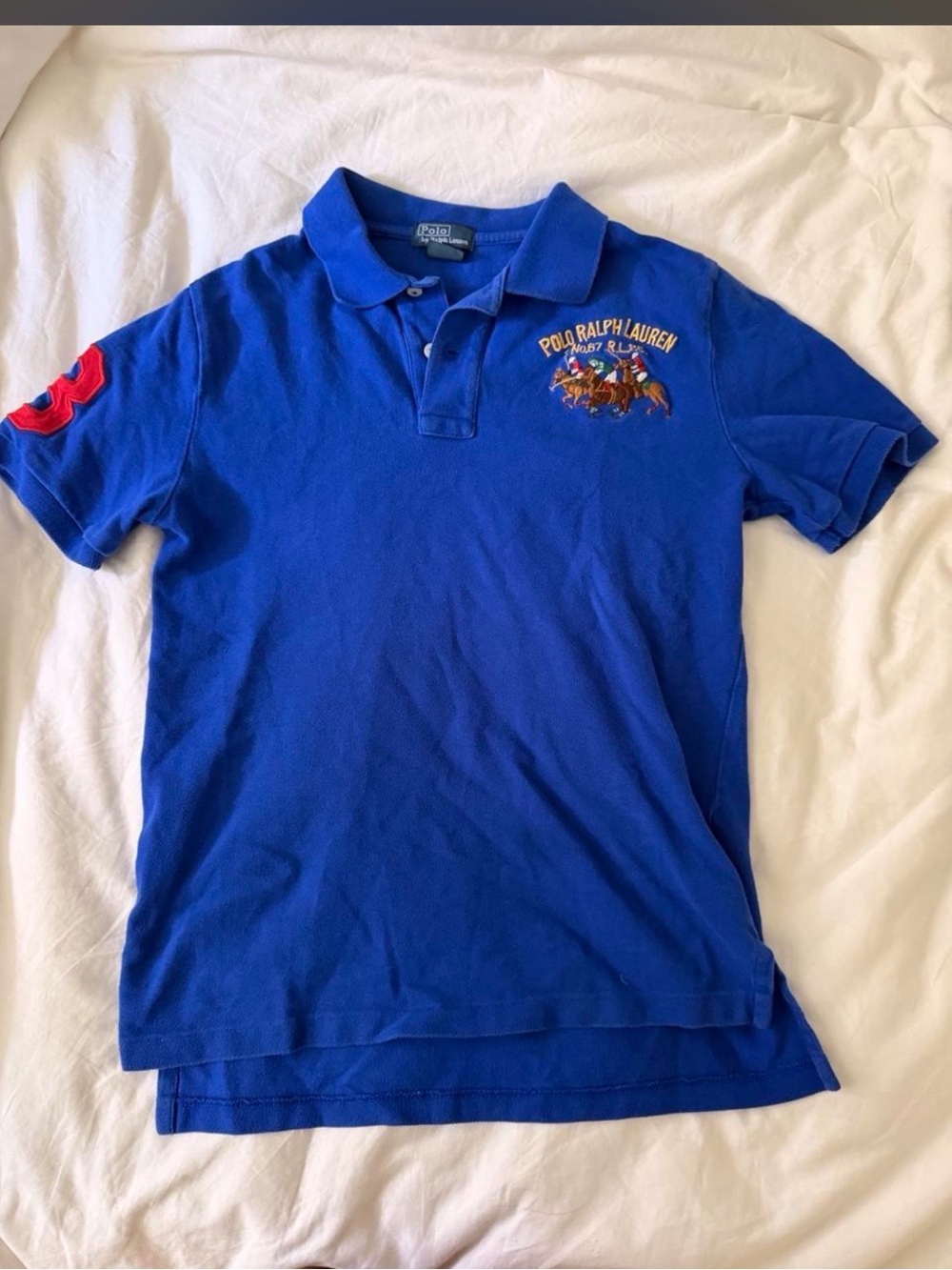 Polo by Ralph Lauren Royal Blue Polo with Red Sleeve Patch